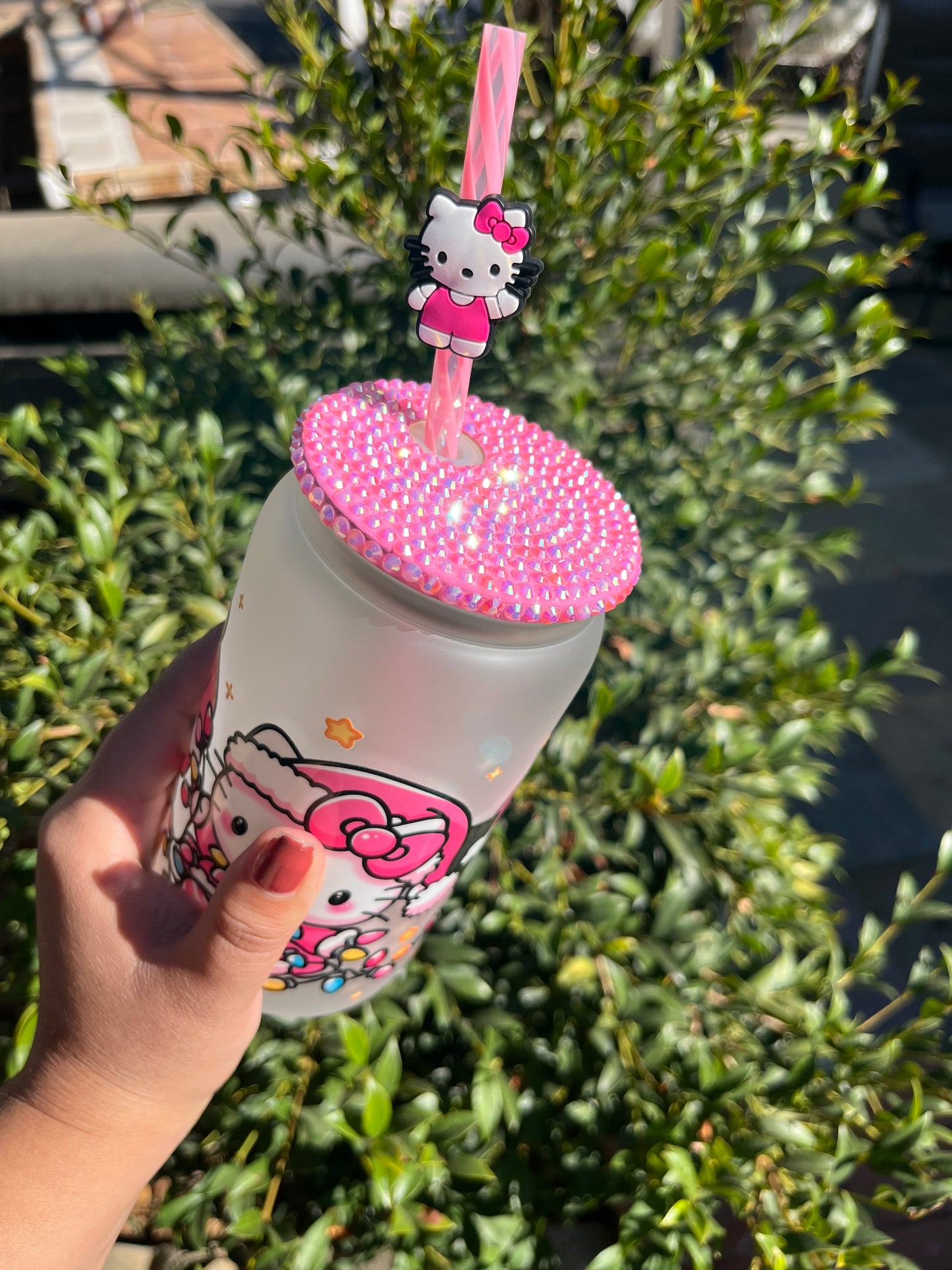 Christmas Kitty Glass Can