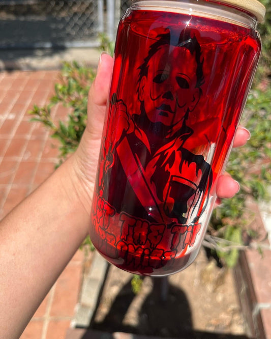 Michael Myers bloody drip glass can