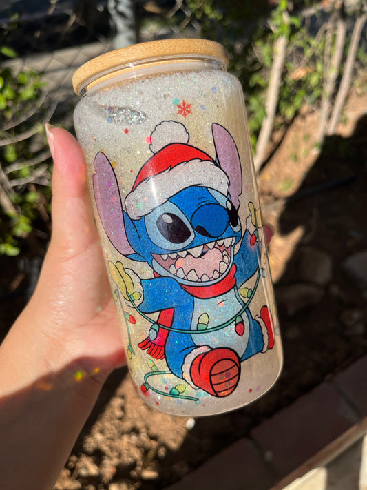 Stitch Christmas Glass Can