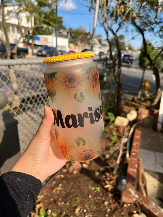 Sunflower Glass Can