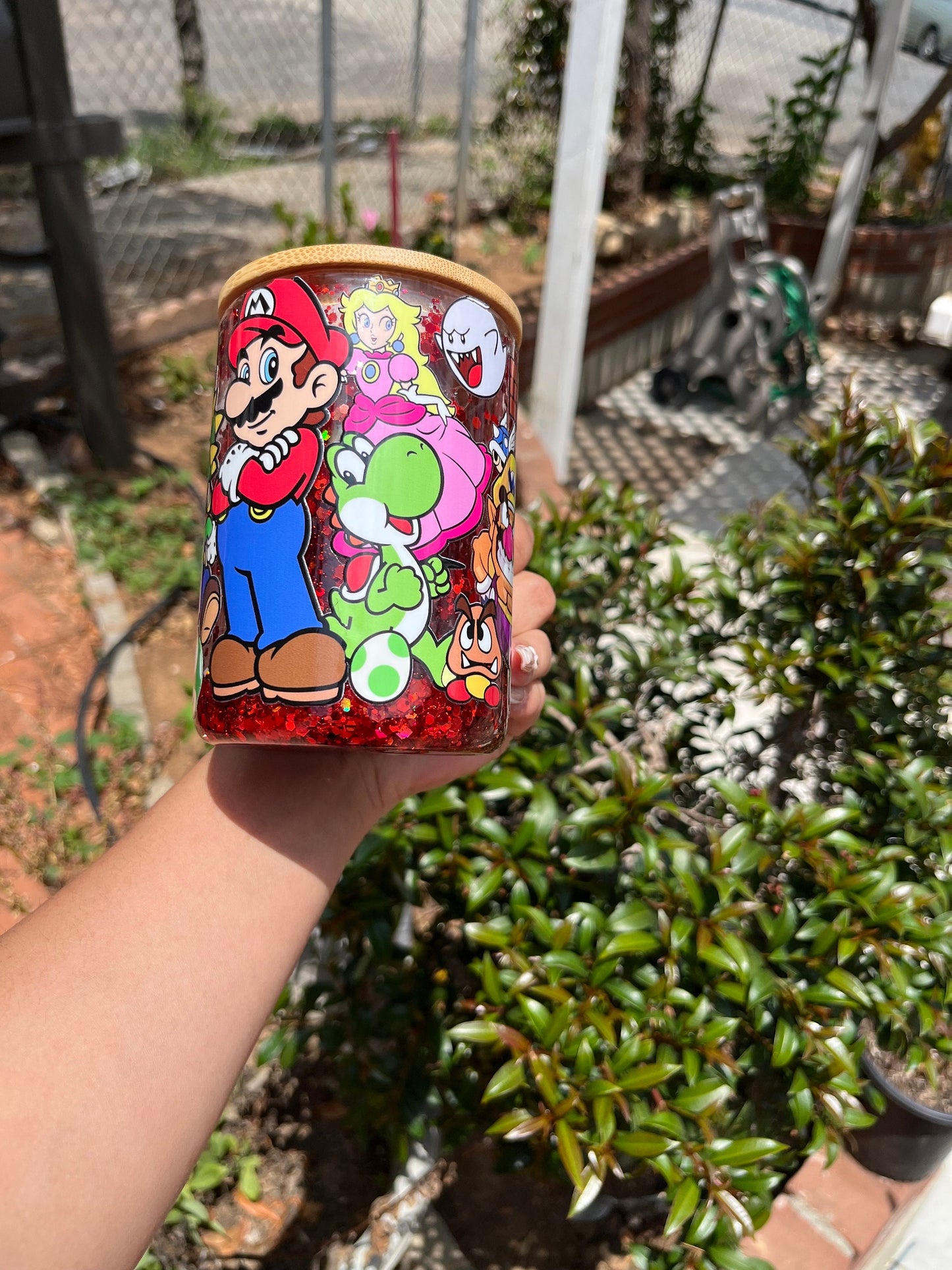 Super Mario Glass Mug| Super Mario snowglobe Mug