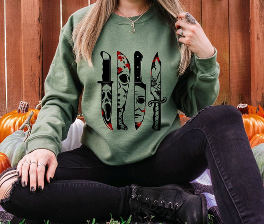 Knife Horror Movie Characters Crewneck