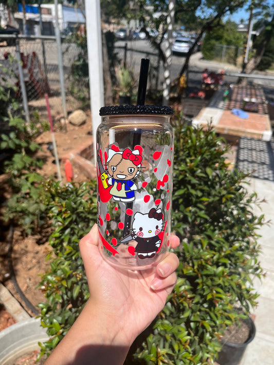 Horror kitty characters Glass Can