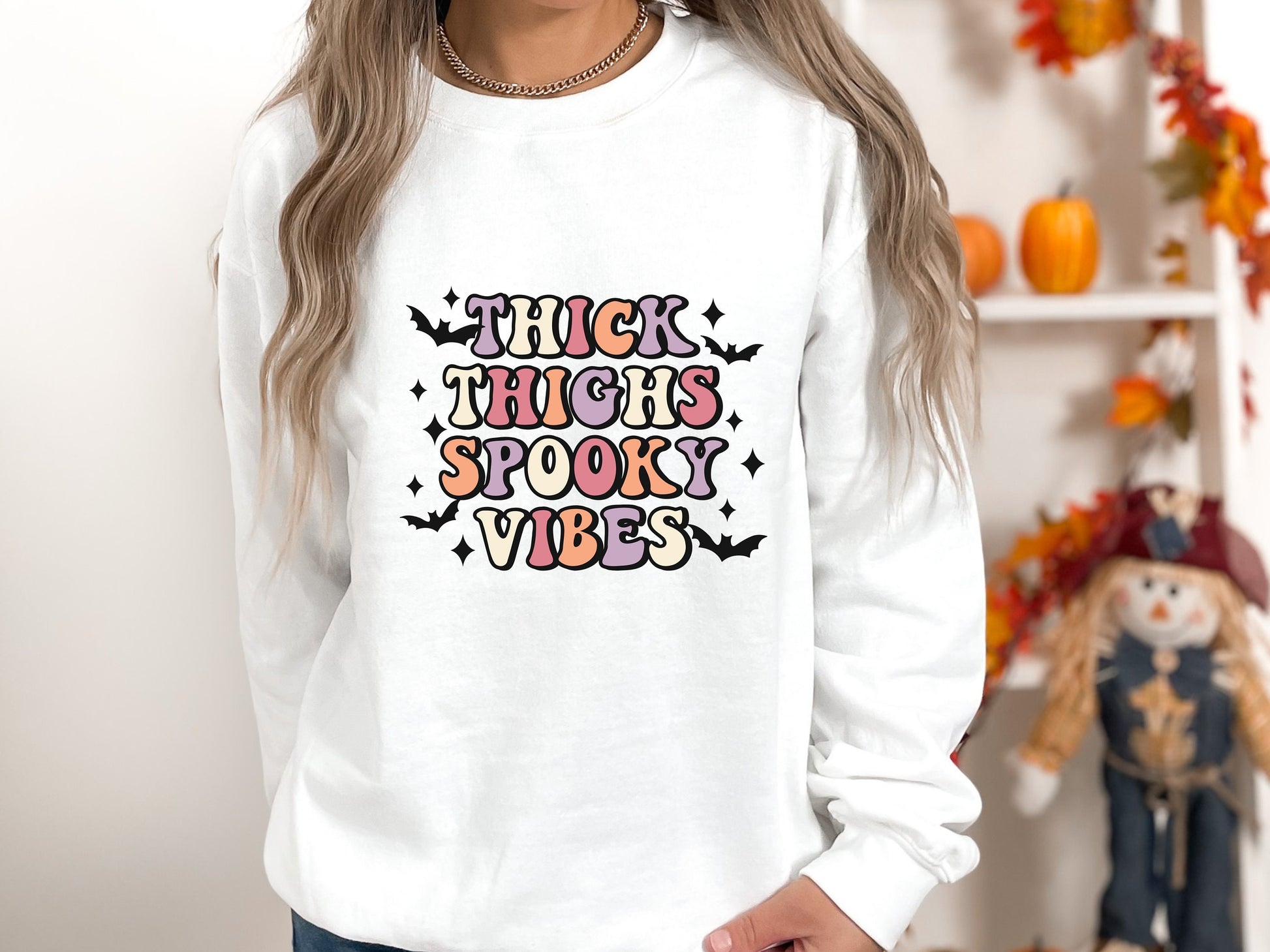 Thick Thighs Spooky Vibes Crewneck