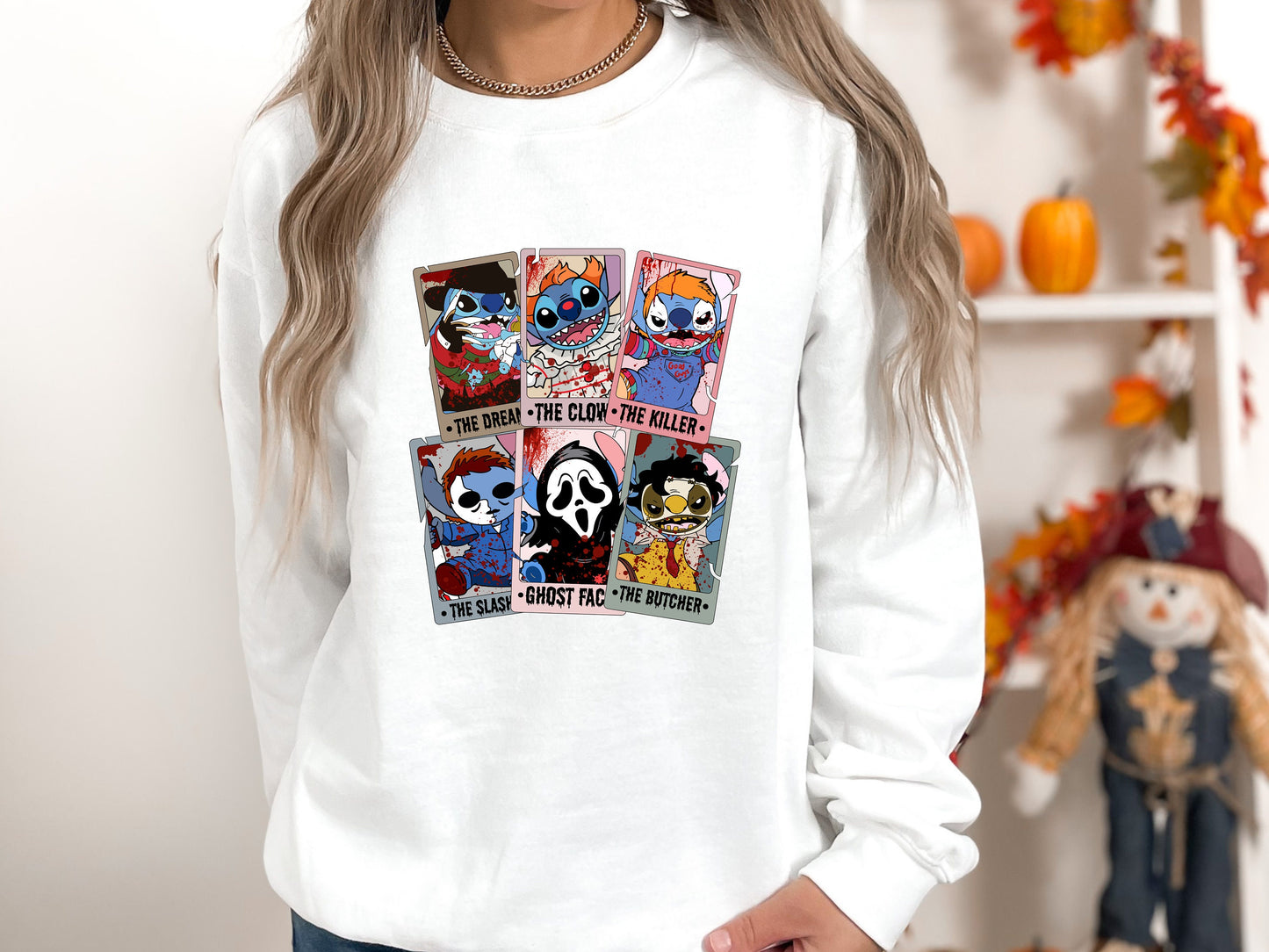 Alien dressed in Halloween Costume Cards Crewneck