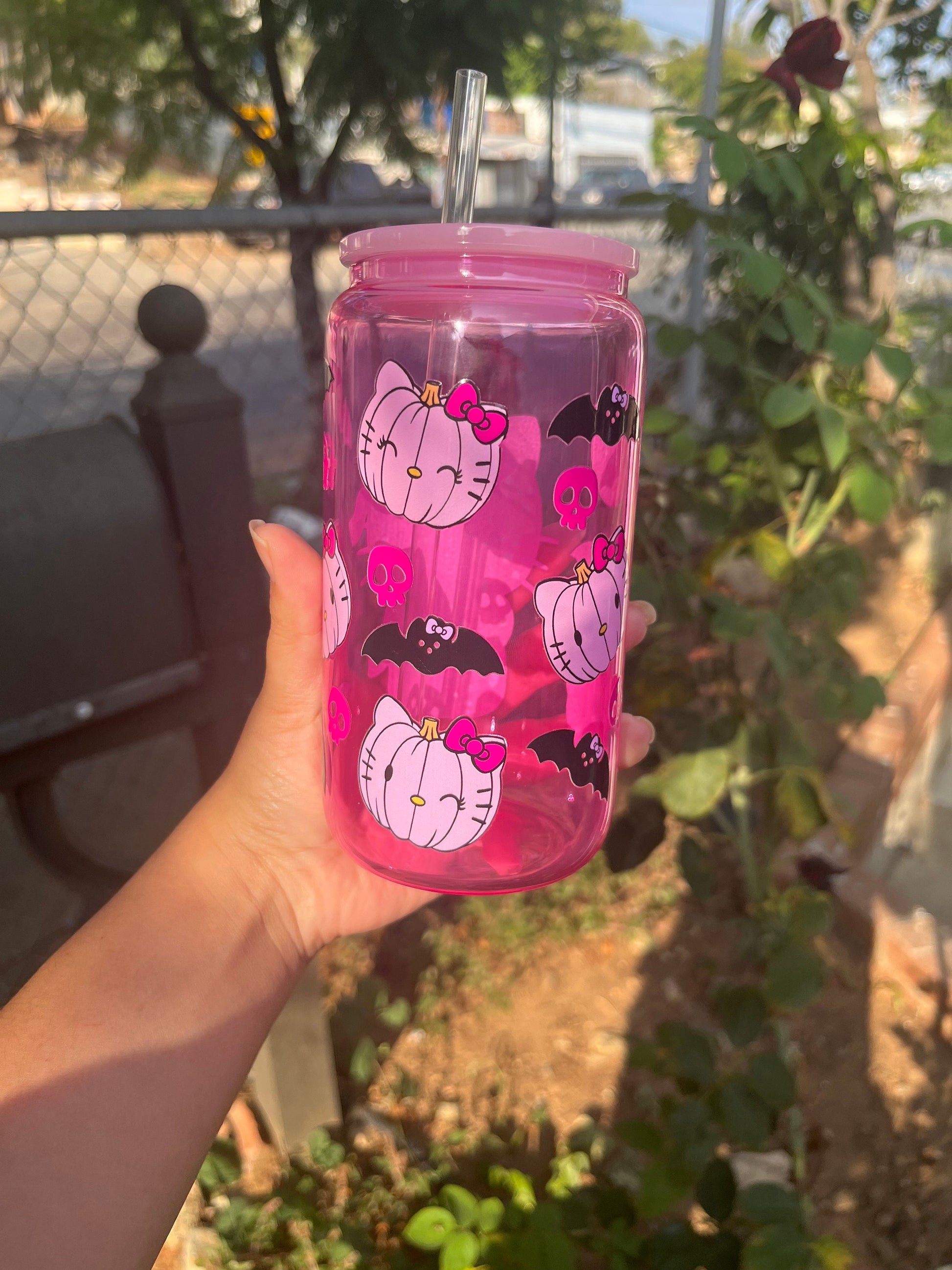 Pink Kitty Mummy Glass Can