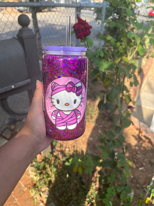 Purple Kitty Mummy Glass Can