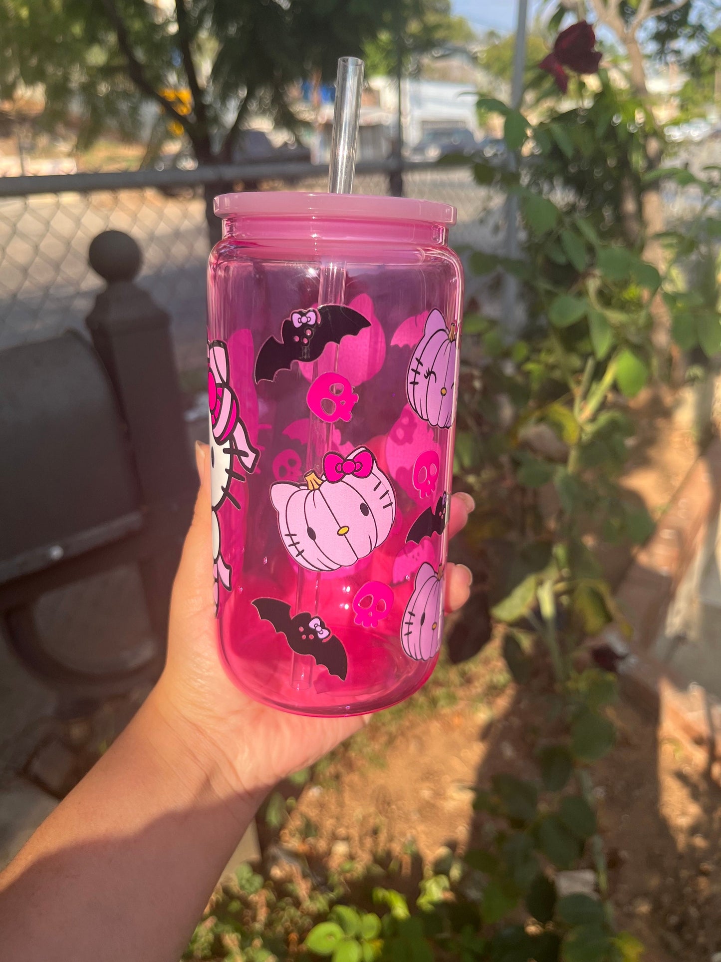 Pink Kitty Mummy Glass Can