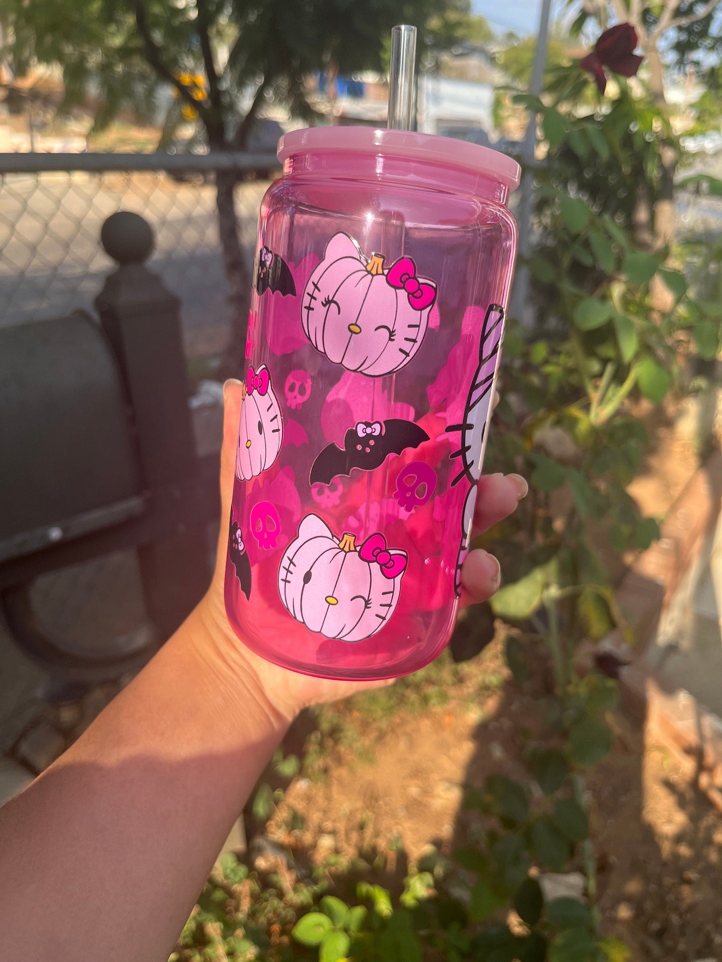 Pink Kitty Mummy Glass Can