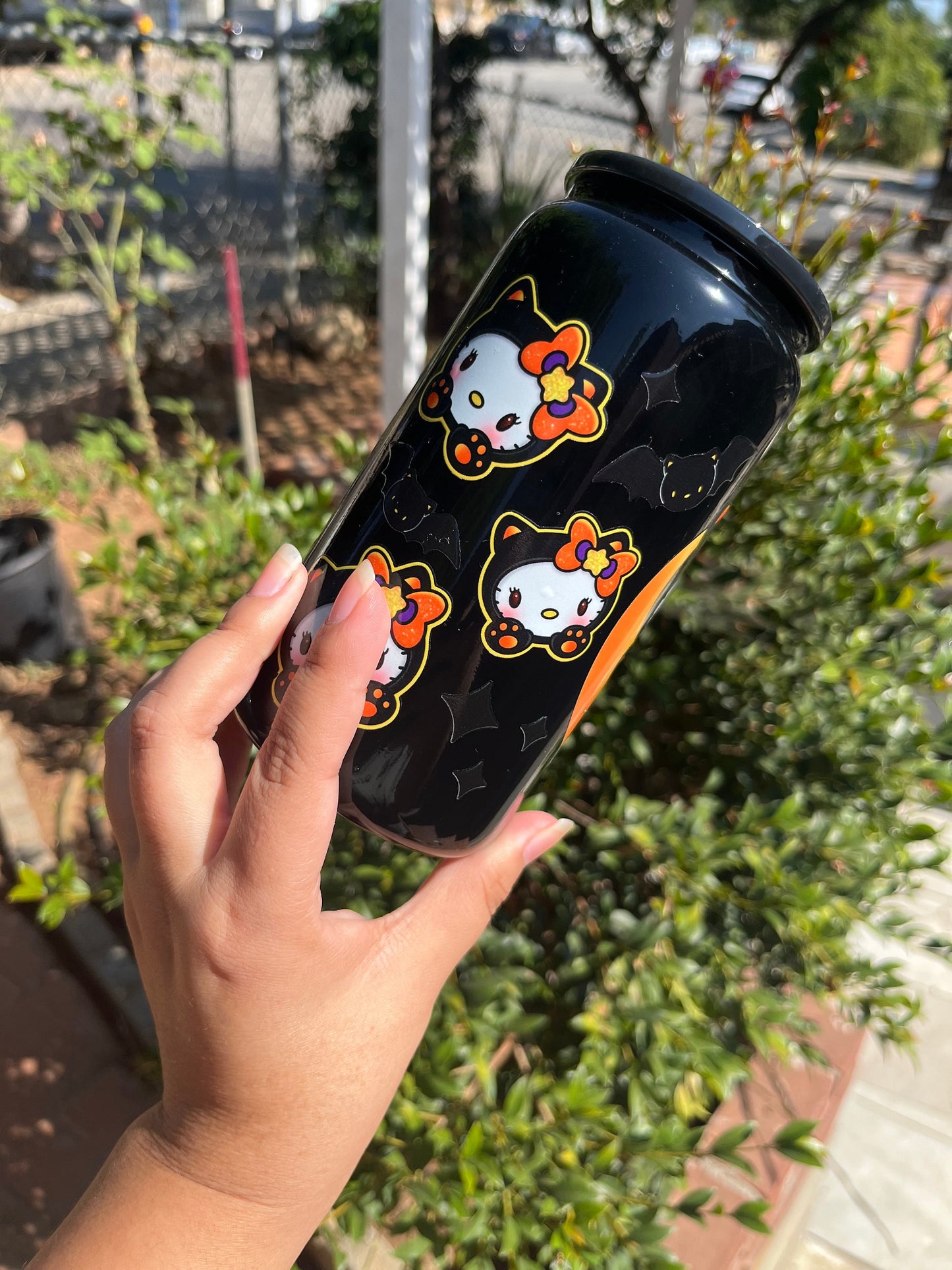 Halloween Kitty Black Glass Can| Kawaii Kitty